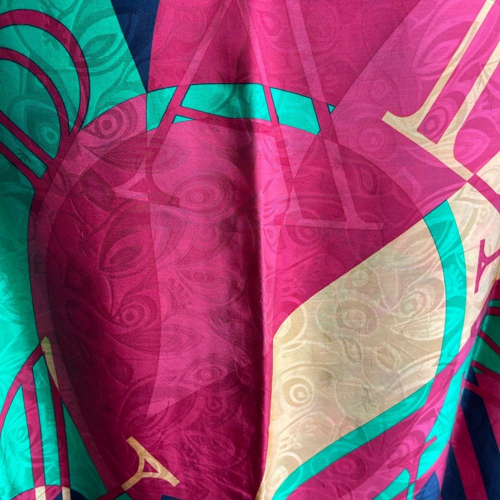 Pierre Balmain Silk Vibrant Multicolor Abstract Scarf.